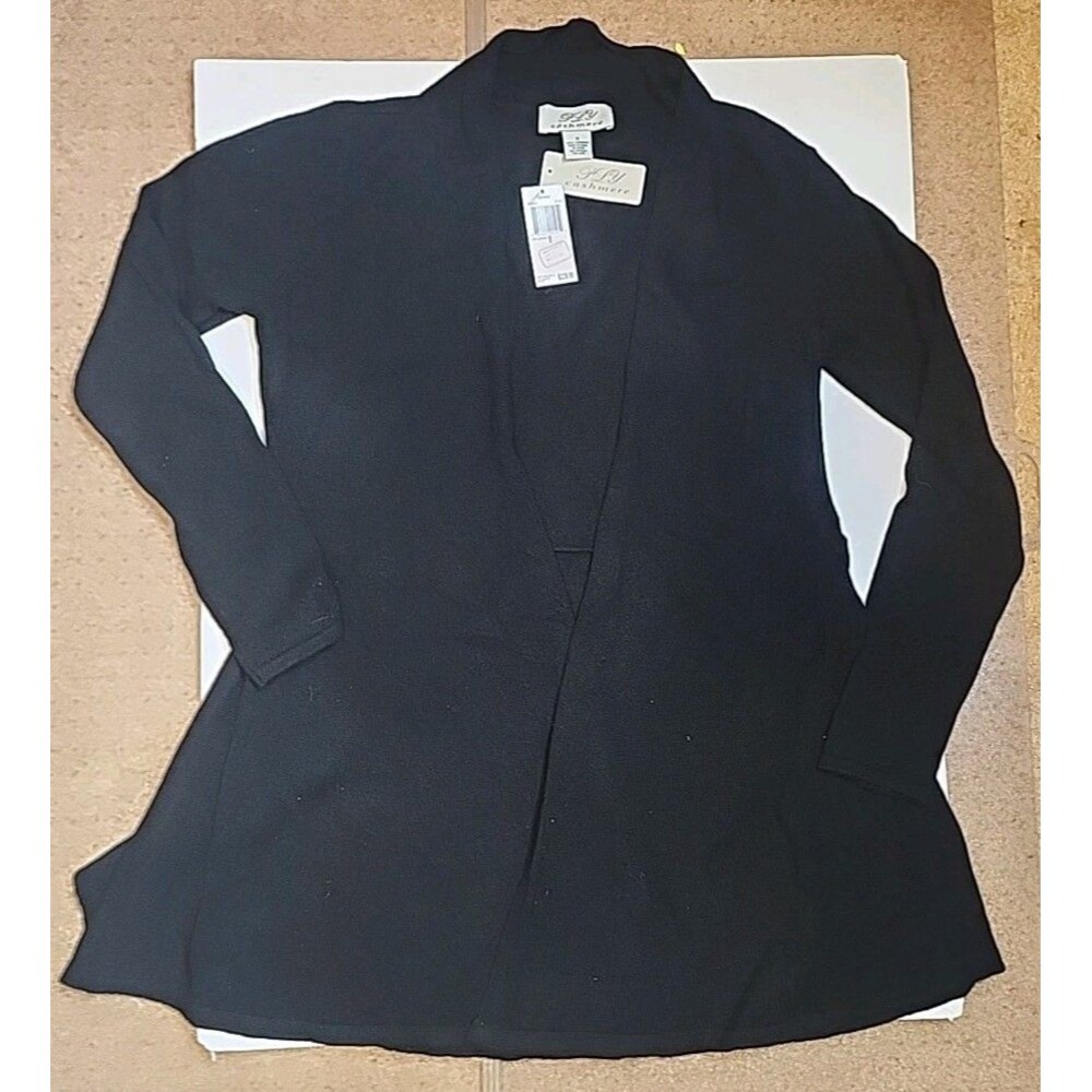 Ply Cashmere Open Cardigan Sweater Black Size Medium Women's NWT $228